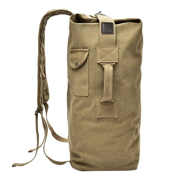 Utomhus Canvas Fotvandring Ryggsäck Sport ryggsäck Rese Duffel Bag Khaki L