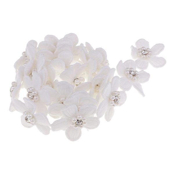 1/2/3/5 1 Yard Flower Pearl Crystal Ribbon Lace Trim Sy 1Set