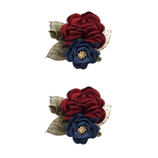 1/2 koreansk stil Rose Flower Sjal Brosch Pin Brudgum Brud Wine 2Set