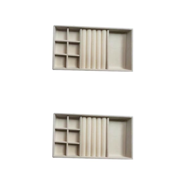 1/2/3/5 Stapelbar smyckesbricka Multipurpose Portable Velvet för Beige 3 in 1 2Set