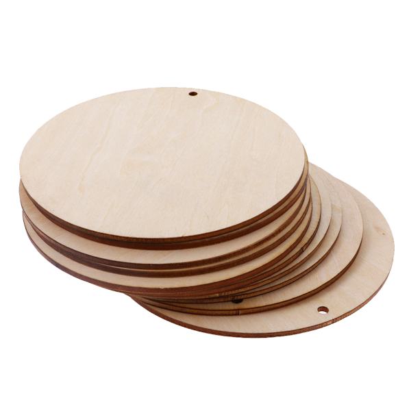 1/2/5 runda oavslutade bitar skiva med hål för konst DIY Wood 100mm 10 Pcs 1Set