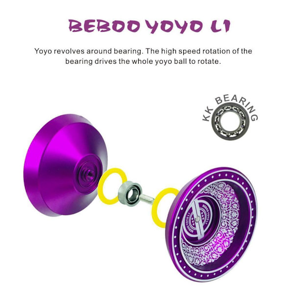 1/2/5 BEBOOYOYO Cool Legering Professionell YoYo Kullagersträng Purple 1Set