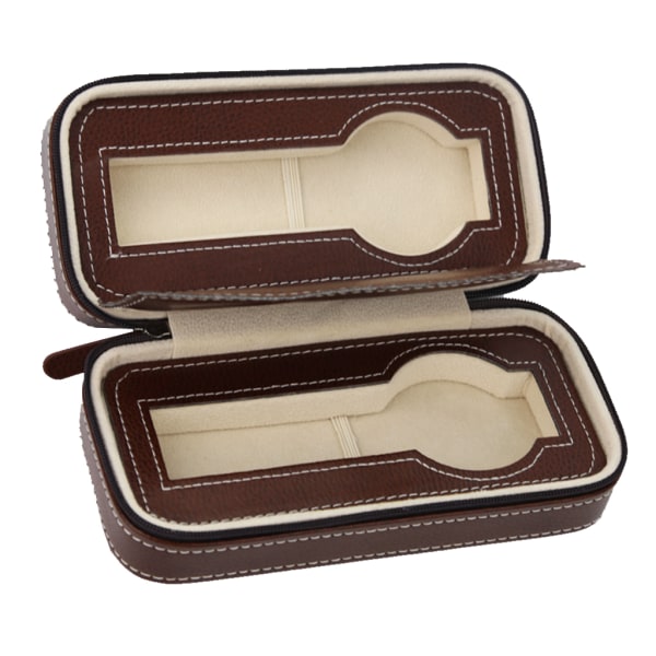 1/2/5 2 Slots För Genuine Leather Watch Travel Case Collector Brown 1Set