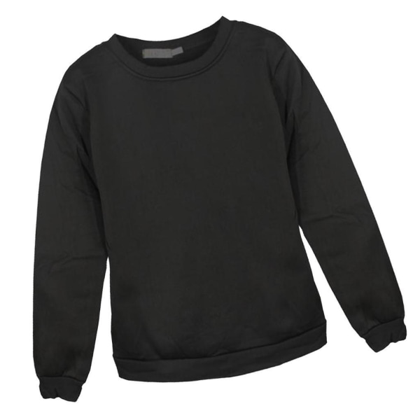 Herr Sweatshirt Plain Fleece Sweat Top Pullover Crew Neck För Black 4XL