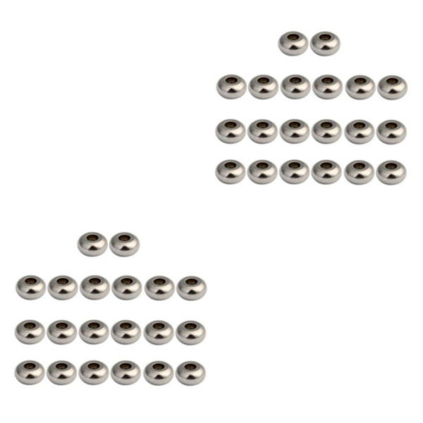 1/2/5 50 delar Silver Rostfritt Stål Runda Spacer Beads För 2Set