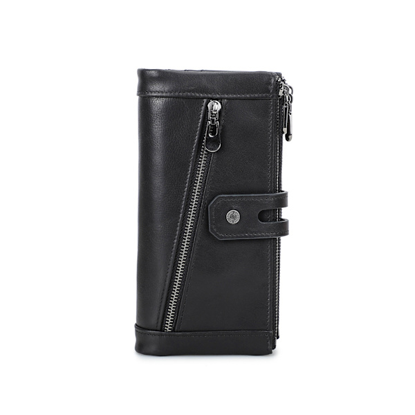 1/2/3/5 Läder Damplånbok För Zipper Pocket Snygg plånbok Black 5PCS