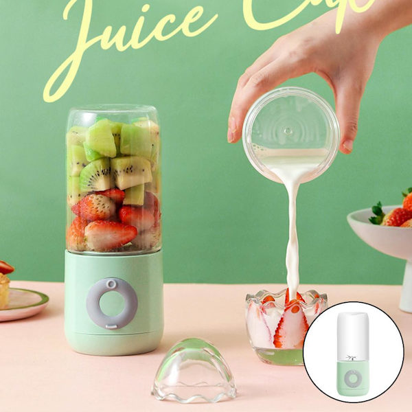 1/2 500mL Blender elektrisk fruktmixermaskin Ice Mini Juicer Green 7.48x3.14 Inch 1Set
