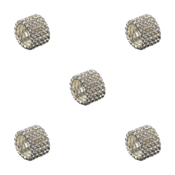 1/2/3/5 Stretch Crystal Ring Utsökt inläggning för Elegant silver 5 rows 5PCS