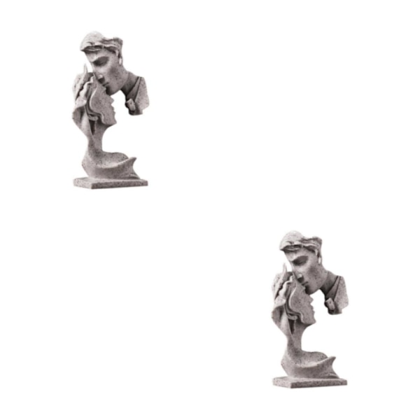 1/2 par kysser staty sovrum heminredning prydnadsfigurer Gray 7.6x3.1x13.4cm 2Set