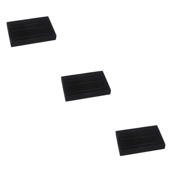 1/2/3/5 Stapelbar smyckesbricka Multipurpose Portable Velvet för Flannel Black 227x146x31mm 3Set