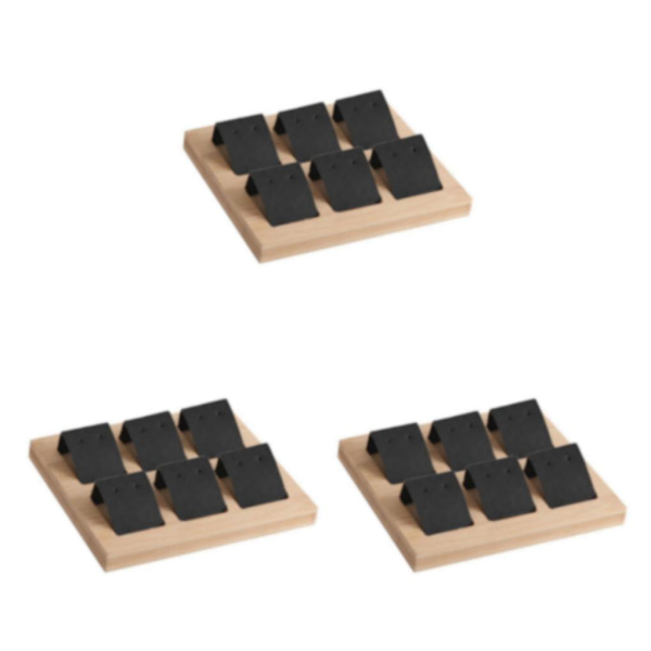 1/2/3 trä örhängeskorthållare med bricka för smycketillbehör 6 Pair Black 3Set
