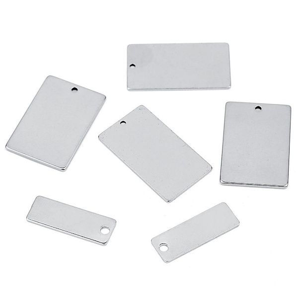 1/2/3/5 10 bitar metall platt rektangel blank stämpling För Silver 18x32mm 1Set