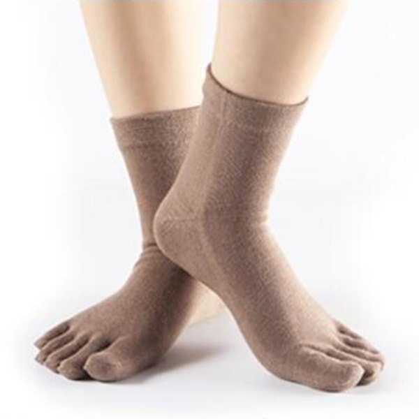 1/2/3/5 1Par För Comfy Five Toe Strumpor Bomull High Crew Sock Khaki 1Set