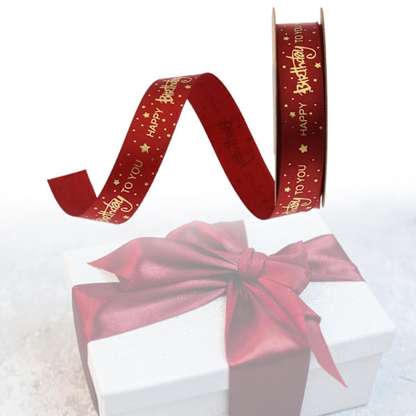 1/2/3/5 Grattis på födelsedagen band DIY presentförpackning för tårta box Red 10Yard 1.5cm 1Set