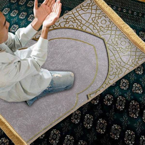 Bön matta dekoration Utsökt polyester halkfri för Eid-resor Grey