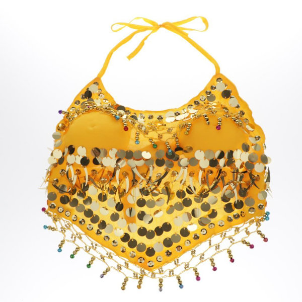 1/2/3 Magdanskostymer BH Halter Top Sequin Performance Yellow 1Set