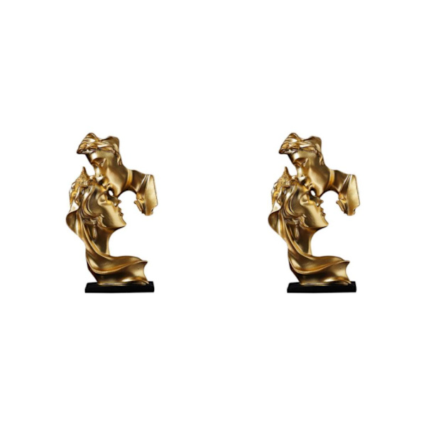 1/2 par kysser staty sovrum heminredning prydnadsfigurer Gold 7.6x3.1x13.4cm 2Set