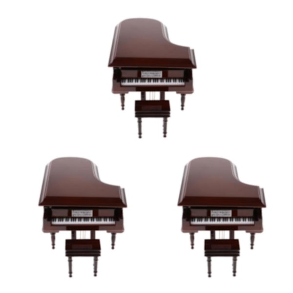 1/3 Mini Piano Modell Dekorativt trä+plast för födelsedag Brown 10 x 7 x 8 cm 3Set