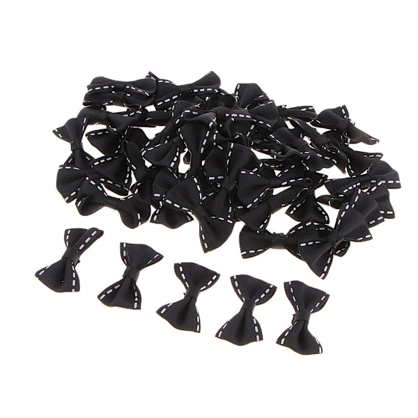 1/2/3/5 50 stycken söta satängrosettband Applikationsutsmyckningar Black 3.7×2cm 1Set