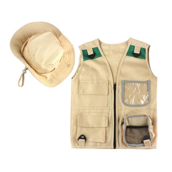 Outdoor Explorer Kit, Cargo Väst och Hat Backyard Kostym för
