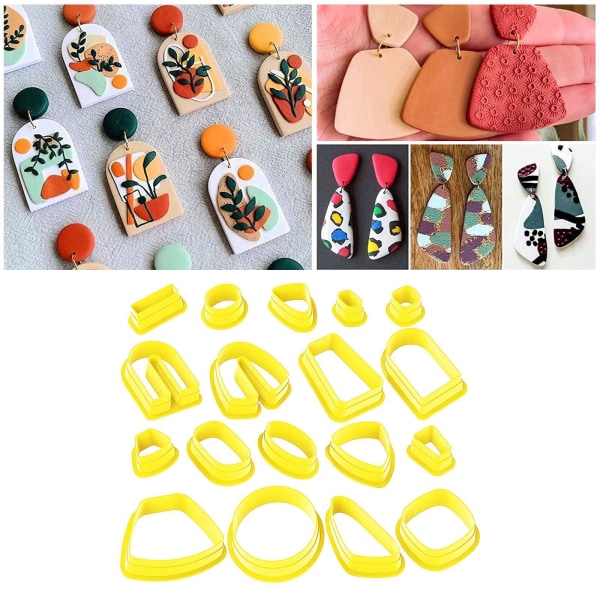 1/3/5 Plast Polymer Clay Cutters Örhängen gör kit former Yellow 18 Pcs 1Set