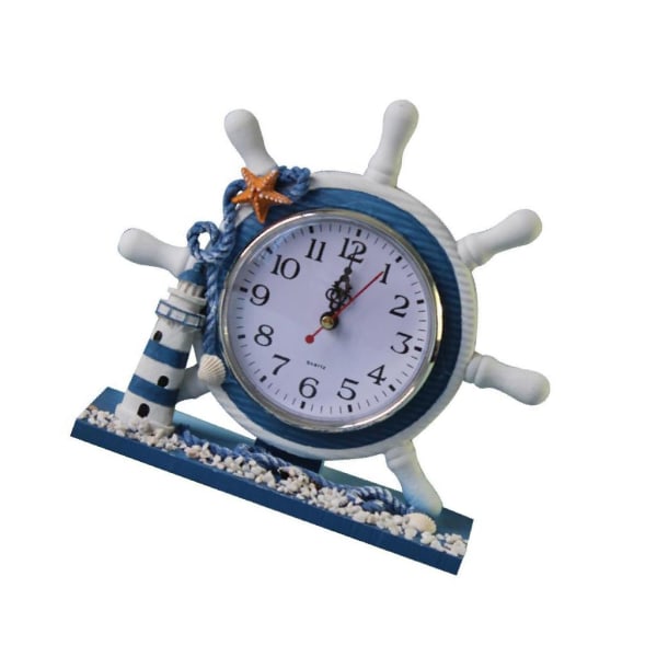 1/2 trä nautisk båtratt Time Clock Bordsdekor 2Set