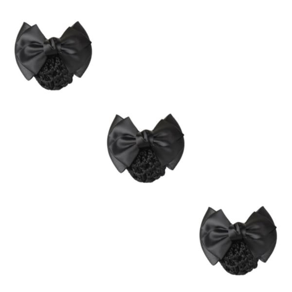 1/2/3/5 tyg lätt att bära Elastiska hårnät för moderiktiga Two Bows-black 3Set
