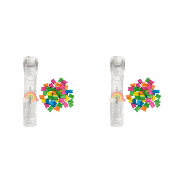 1/2/3 Minihäftapparat Klassrum Liten set Fasta brevpapper Rainbow 11.5 x 2.5cm 2Set