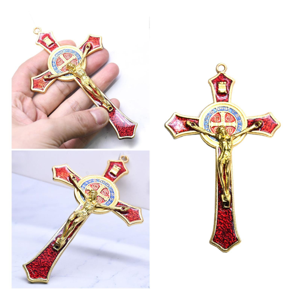 1/2/3/5 Zinklegering Väggkrucifix Cross Jesus Statue Staty Red 12x7cm 1Set