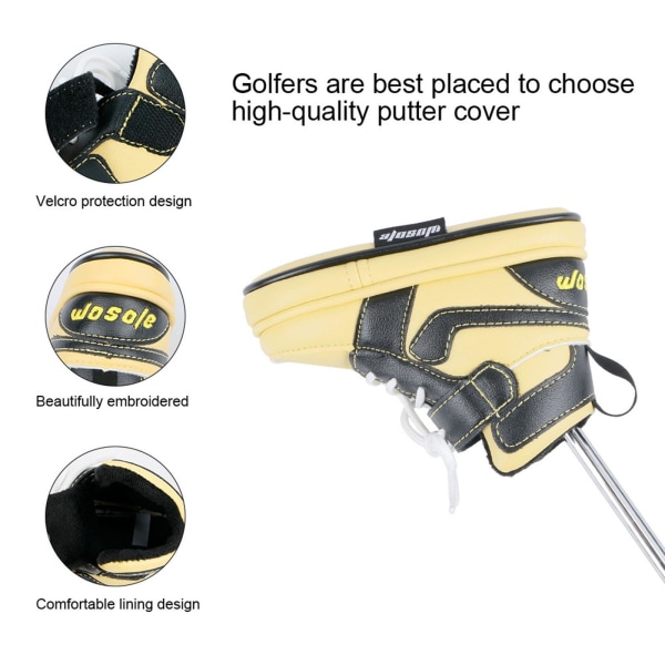 1/2/3/5 Fashion För Golf Club Head Cover PU Läder Sneakers Black Yellow 16 x 12cm 1Set