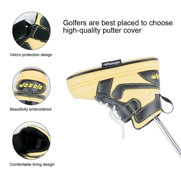 1/2/3/5 Fashion För Golf Club Head Cover PU Läder Sneakers Black Yellow 16 x 12cm 5Set