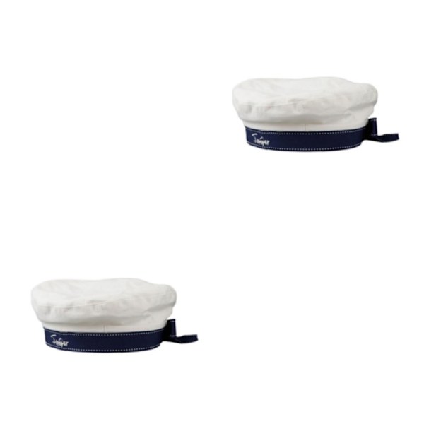 1/2/3 Sjömansmössa Stickad Mesh För Baskermössa Navy Mariner Cap White 56cm-58cm 2Set