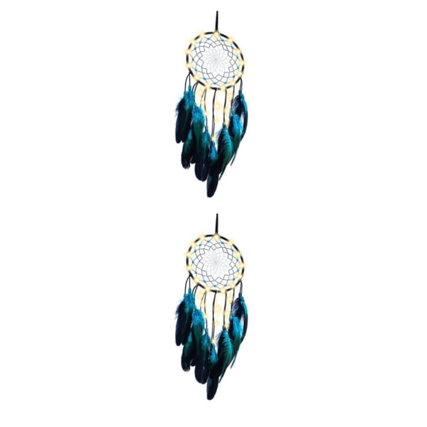 1/2 Bohemian För Dream Catcher Fjäder Vägghängande With Light Length 50cm 2Set
