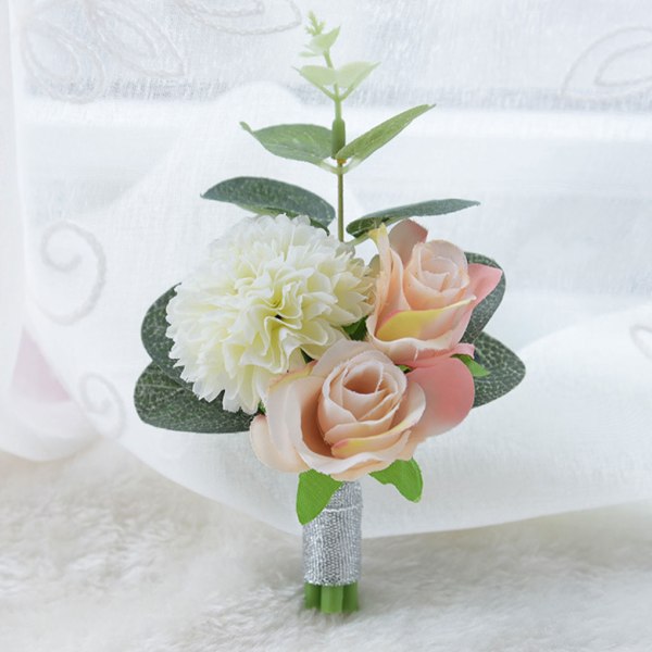 5 delar bröllopsblommor Säker och återanvändbar handledskorsage för män Classic