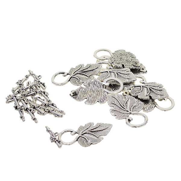 1/2/3 10 set Leaf OT Toggle Clasps Smycken Clasp Connectors Silver 1Set