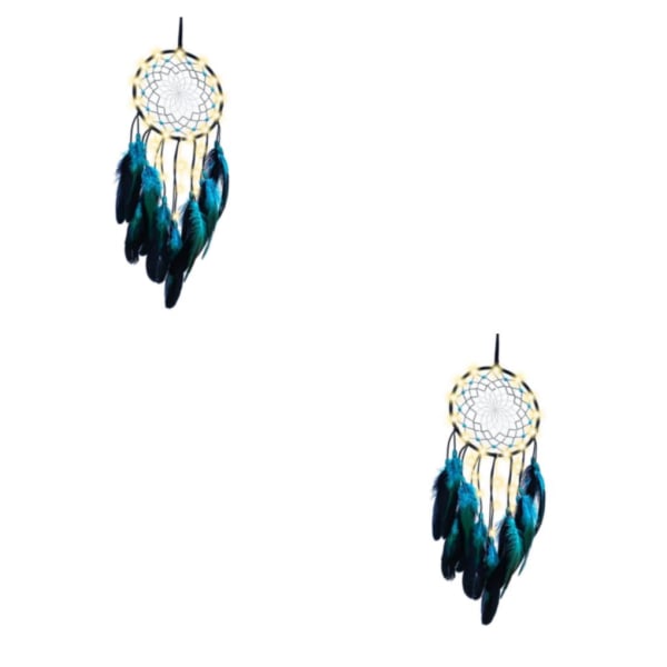1/2 Bohemian För Dream Catcher Fjäder Vägghängande With Light Length 50cm 2Set