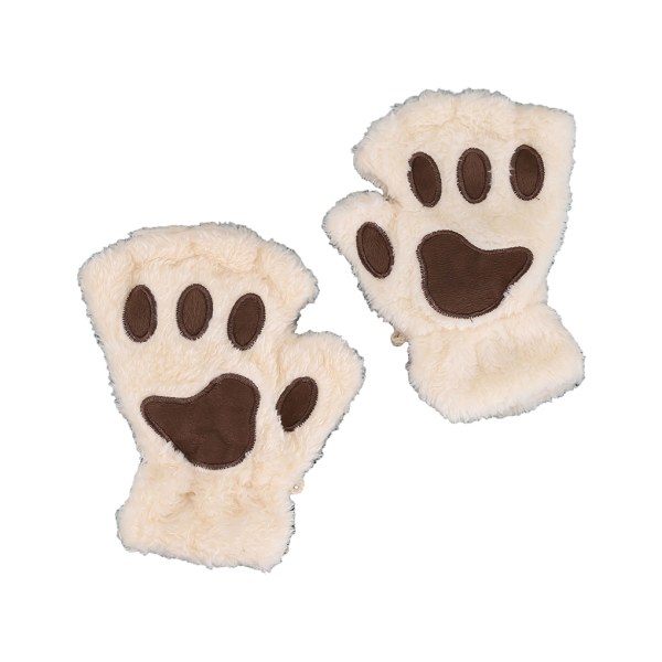 1/2/3/5 Fashionabla Bear Claw fingerlösa handskar för breda beige 1Set
