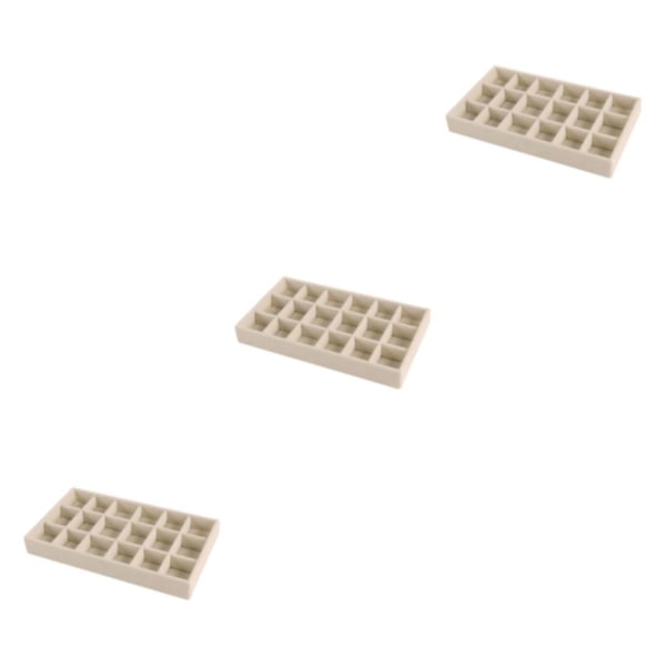 1/2/3/5 Stapelbar smyckesbricka Multipurpose Portable Velvet för Beige 18 Grids 3Set