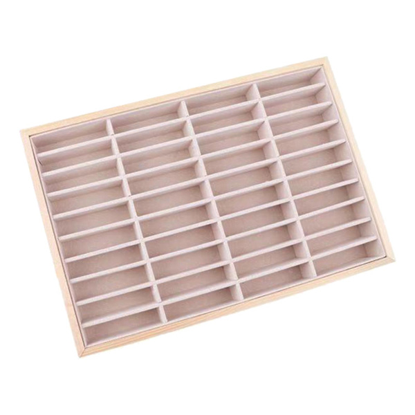 Wood Velvet Smycken Organizer Display Case Bricka Box för Rice velvet