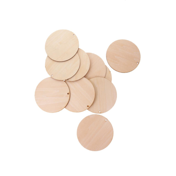 1/2/5 runda oavslutade bitar skiva med hål för konst DIY Wood 100mm 10 Pcs 2Set