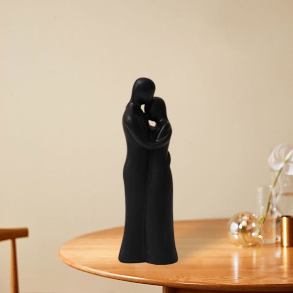 1/2 Resin Familj Par Statyett Skulptur Skrivbordsdekoration Hug Black Medium 1Set
