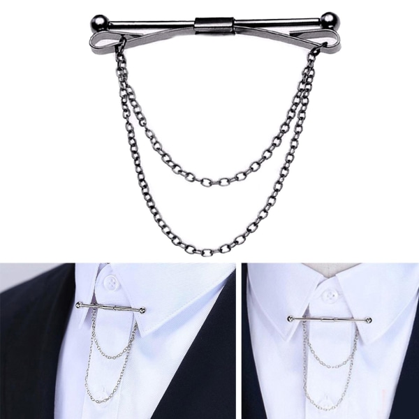 1/2/3/5 Mode mäns krage Bar Pin med kedja Cravat spännen 1Set