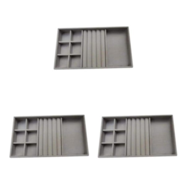 1/2/3/5 Stapelbar smyckesbricka Multipurpose Portable Velvet för Gray 3 in 1 3Set