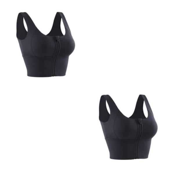 1/2/3 Womens Front Zip Sport BH För bekväma vadderade Shapewear Black L 2Set