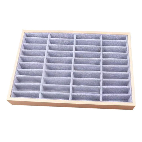 Wood Velvet Smycken Organizer Display Case Bricka Box för Frost Velvet