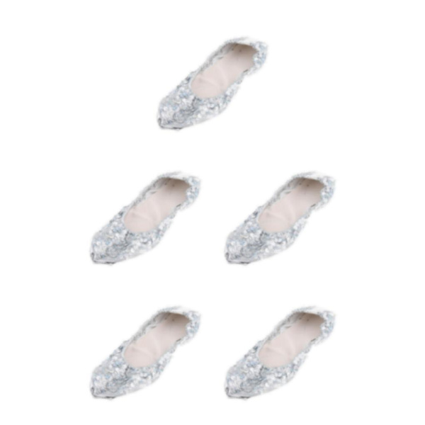 1/2/3/5 Kvinnor Tjej Magdansskor Non- För slip Soft Soles Silver L 5Set