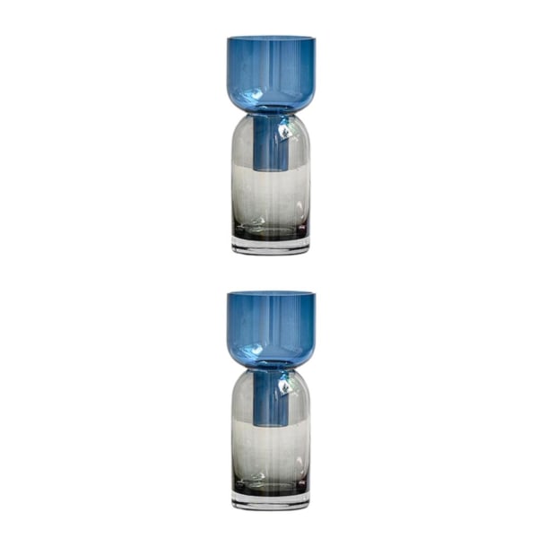 1/2/3 Minimalistiska färgglada glasvaser Hem Hand Vas Pot Room Blue gray 8x8x19CM 2Set