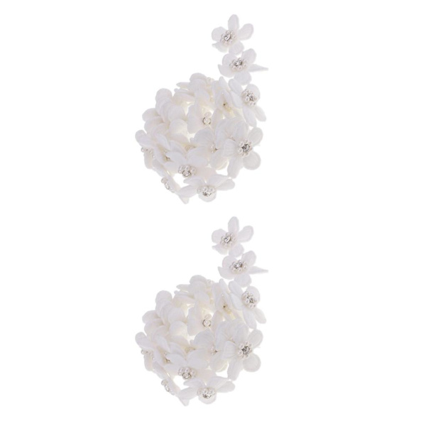1/2/3/5 1 Yard Flower Pearl Crystal Ribbon Lace Trim Sy 2Set