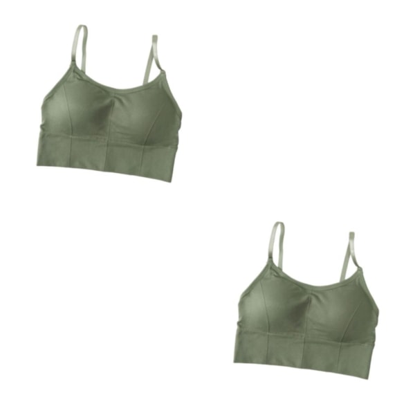 1/2/3/5 Dam Tank Crop Top BH Sexiga Underkläder Underkläder Bralette Green 2PCS