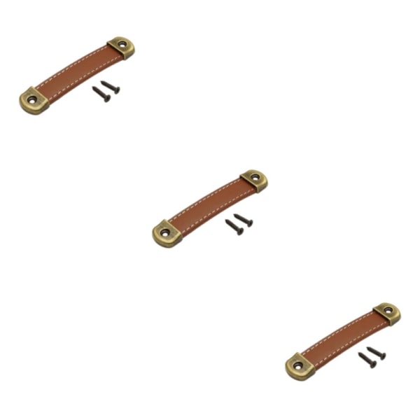 2/3/5 PU-läder Bagagehandtag Handtag Byt ut skåpdrag Khaki Brown 12.2x2.4x1.1cm 3Set